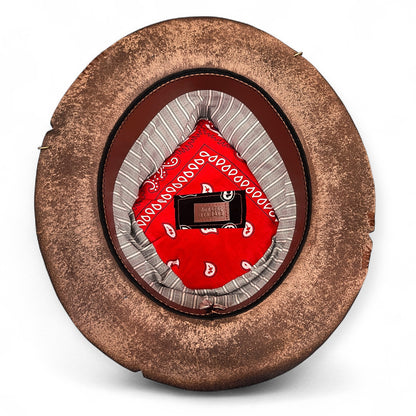 Rare Vintage Felt Hat – 13 knots – Distressed Western Bandana Hat