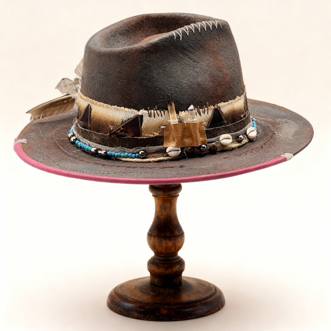 Mexican Soul Mystic Amulet Felt Hat – Handmade Vintage Bohemian Hat