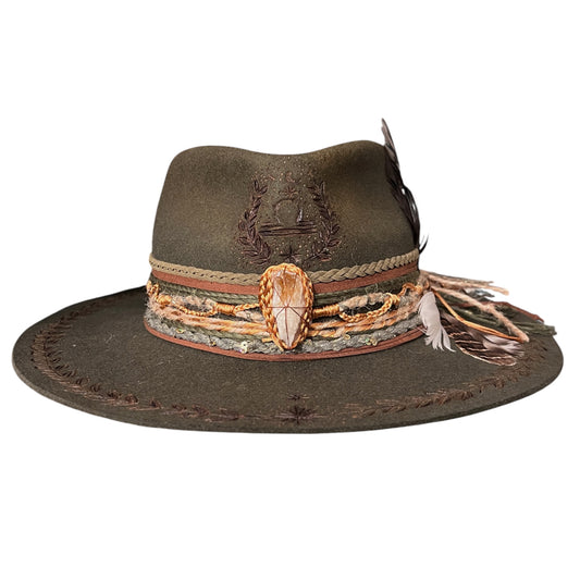 The Wild Fern – Dark Green Mystic Boho Fedora Hat