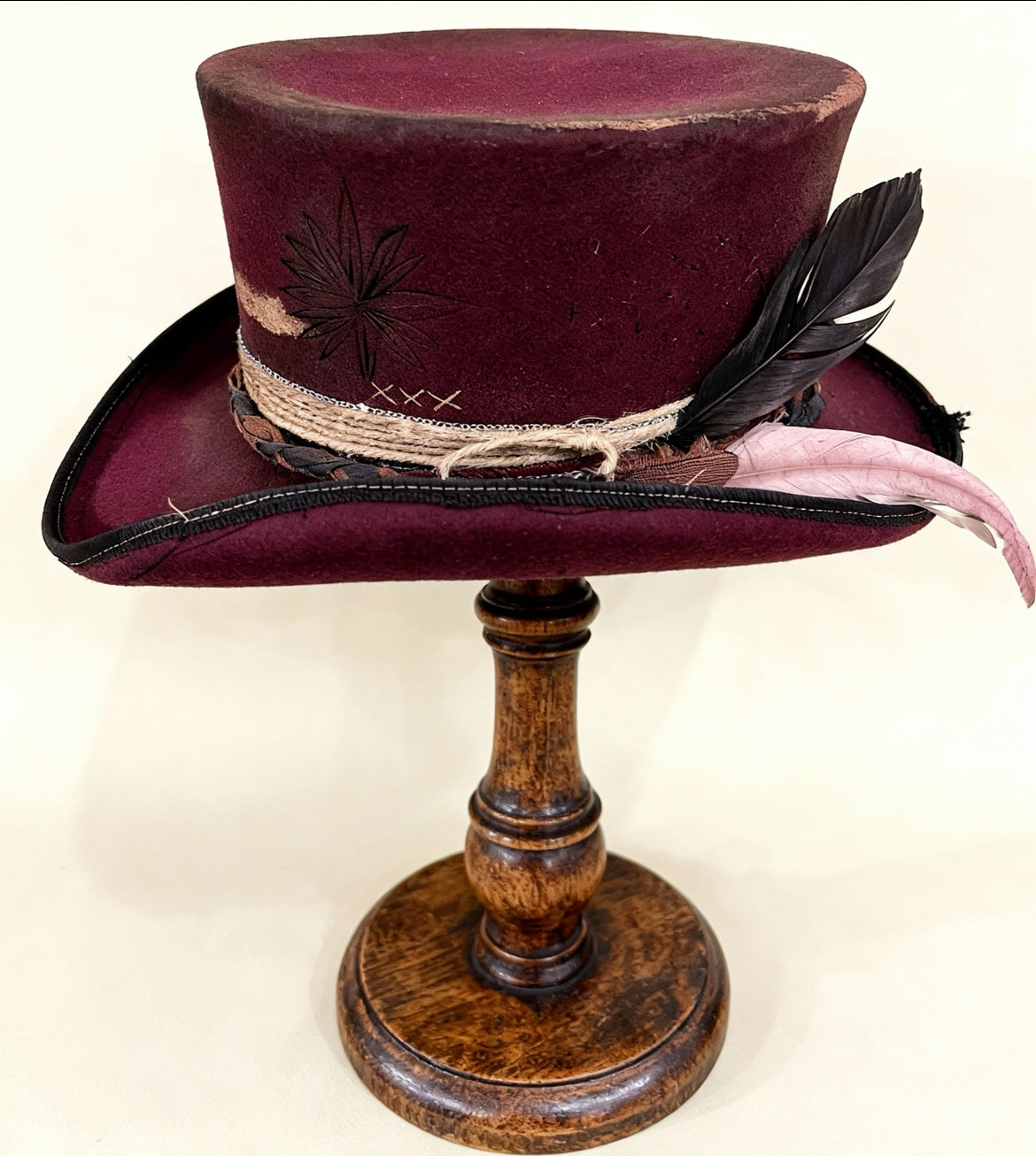 Red Opal – Burgundy Wool Felt Low Top Hat