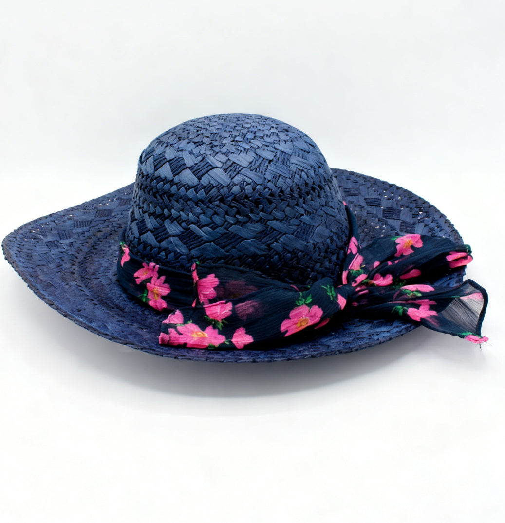 The Santorini — Wide Brim Navy Blue Straw Hat |… – handcrafted straw hat made in Italy | Pokijomba Hats