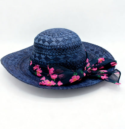 The Santorini — Wide Brim Navy Blue Straw Hat |… – handcrafted straw hat made in Italy | Pokijomba Hats