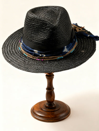 Santorini – Black Straw Fedora Hat