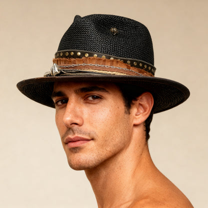Straw Medium Brim Fedora Hat – Summer Hat – handmade straw fedora hat by artisan Ruby Cantero | Pokijomba Hats