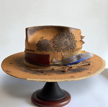 Rare Vintage Felt Hat – Sunflower Bloom – The Burning Man Hat