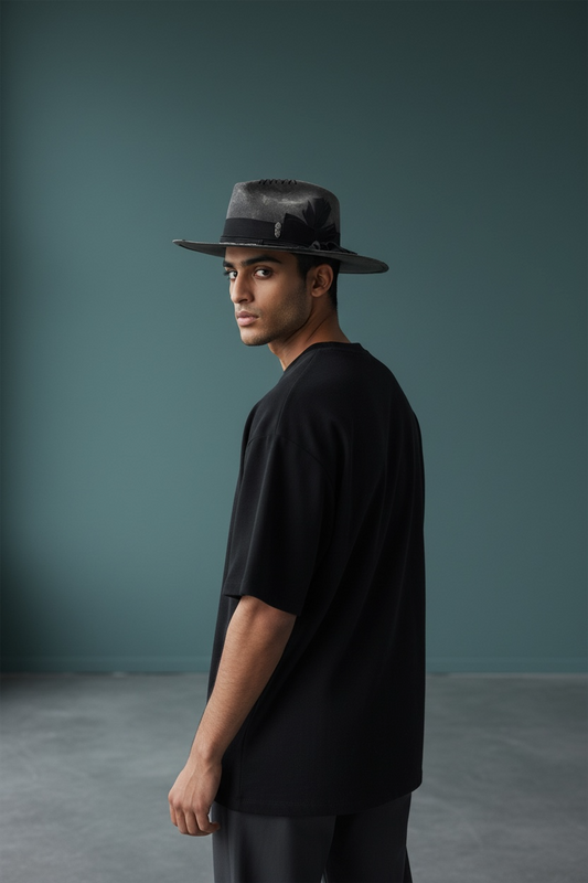 Heat Waves Tie-Dye Felt Hat | Handmade Wool Fedora with Boho Details | Unisex Artisan Hat