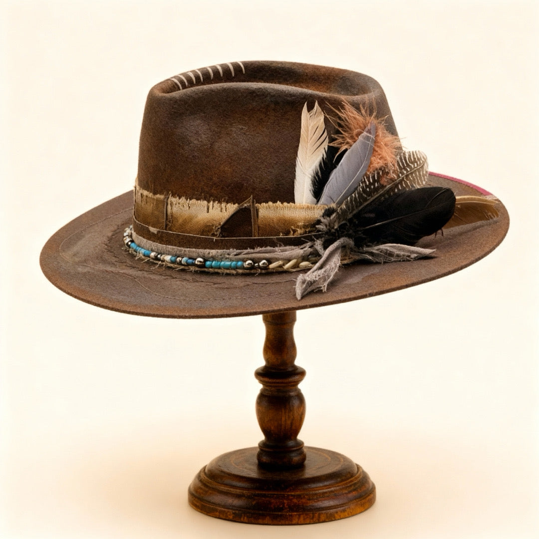 Mexican Soul Mystic Amulet Felt Hat – Handmade Vintage Bohemian Hat