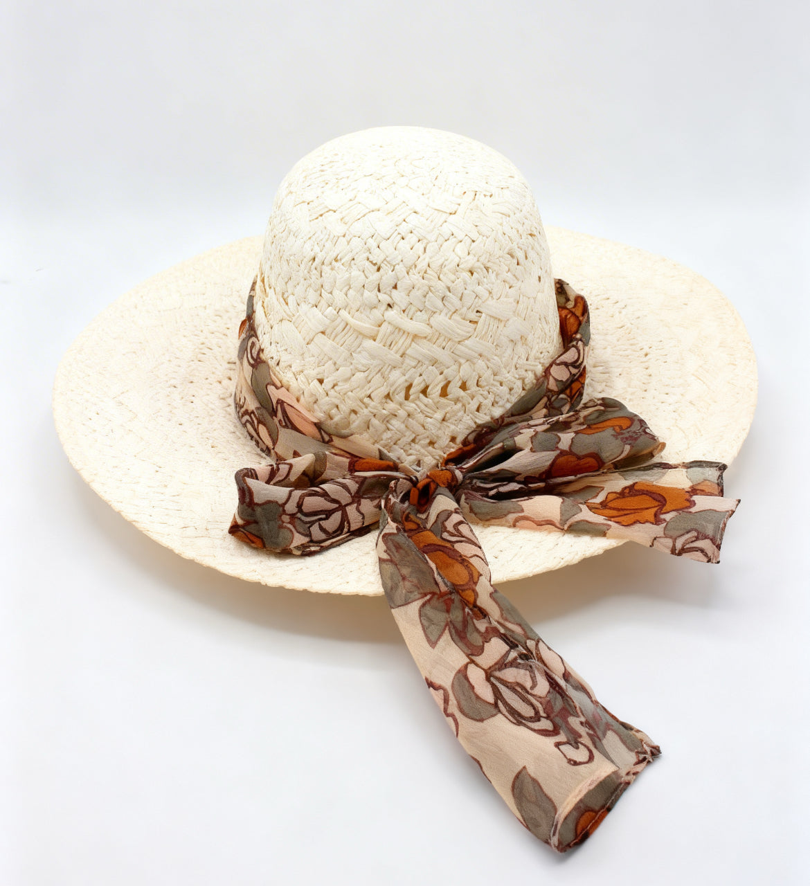 The Capri — Wide Brim Floppy Straw Hat | Floral… – handcrafted straw hat made in Italy, detail view 4 | Pokijomba Hats