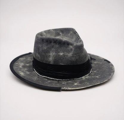 Heat Waves Tie-Dye Felt Hat | Handmade Wool Fedora with Boho Details | Unisex Artisan Hat
