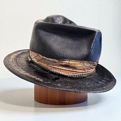 “El Extranjero” Skull Hat – Vintage Leather Efect Fedora