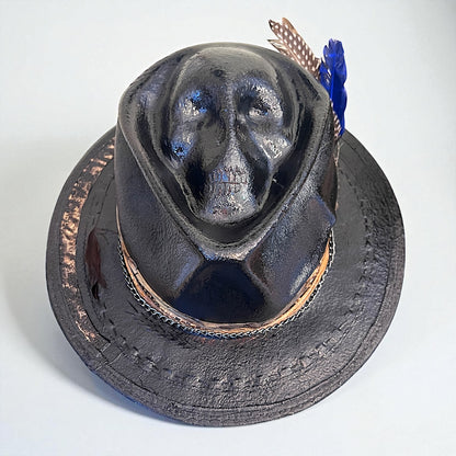 “El Extranjero” Skull Hat – Vintage Leather Efect Fedora