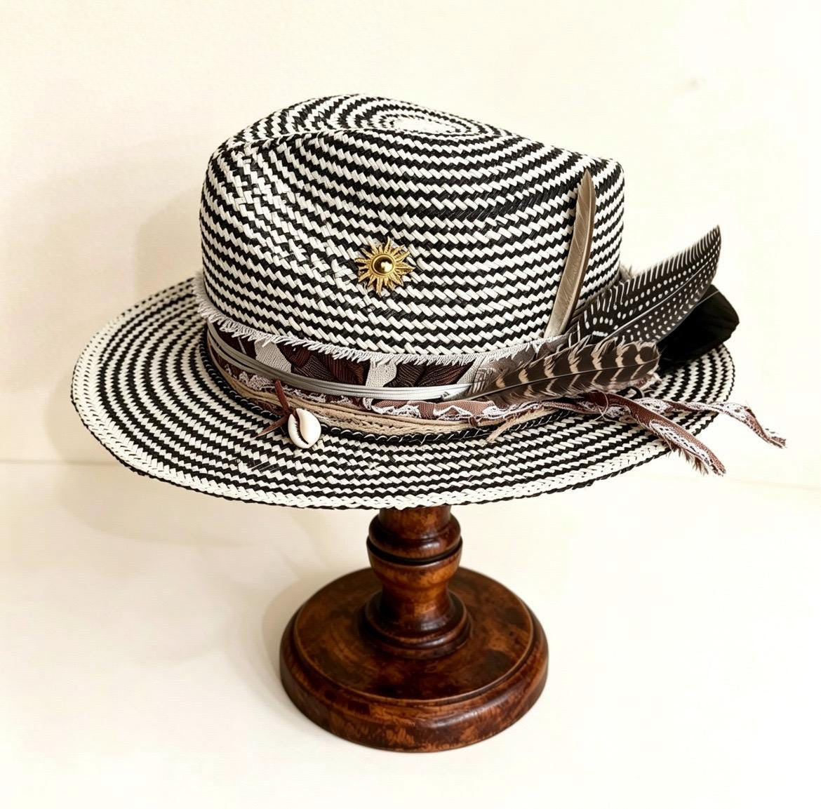 Straw Medium Brim Fedora Hat – Summer Hat – handmade straw fedora hat by artisan Ruby Cantero | Pokijomba Hats