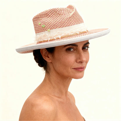 Straw Medium Brim Fedora Hat – Summer Hat – handmade straw fedora hat by artisan Ruby Cantero | Pokijomba Hats