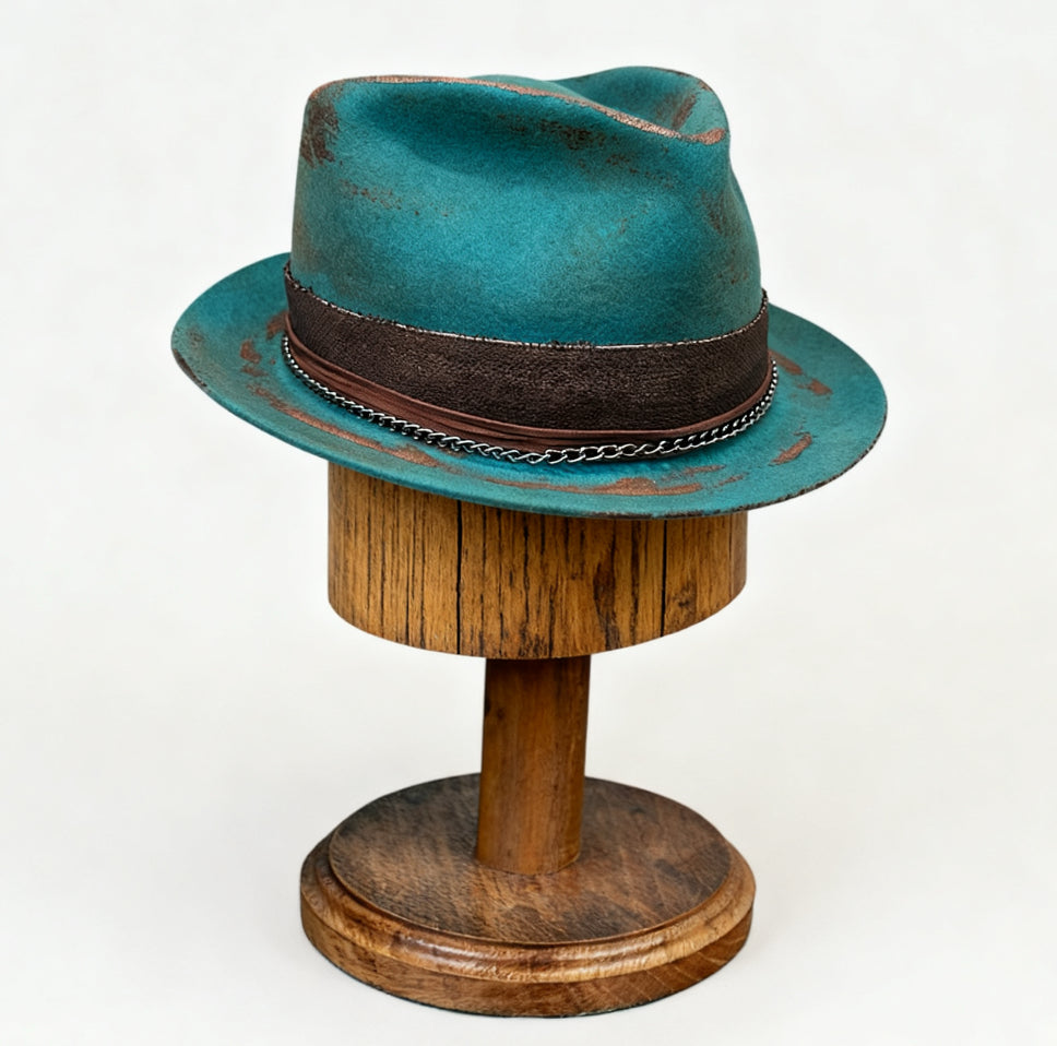 Sierra Azul – Short Brim Wool Felt Fedora Hat –… – wool felt fedora hat, detail view 3 | Pokijomba Hats