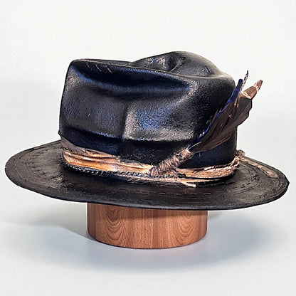 “El Extranjero” Skull Hat – Vintage Leather Efect Fedora