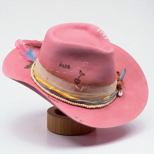 Alive – Pink Felt Cowboy Hat | Western Bohemian Wool Hat for Women & Men