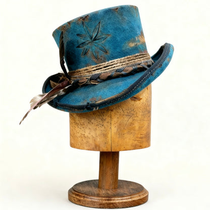 Patina Dream – Blue Wool Felt Low Top Hat
