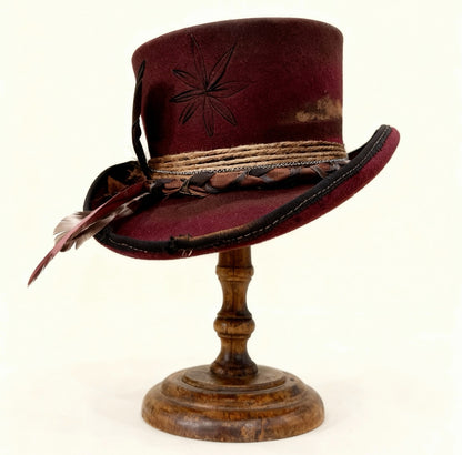 Red Opal – Burgundy Wool Felt Low Top Hat