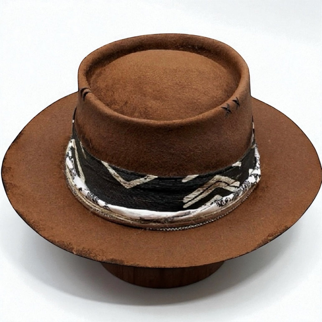 Sun –  Brown Felt Hat– Vintage Style Round Crown Fedora | Artisan Felt Hat