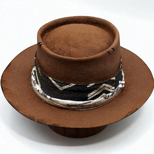 Sun –  Brown Felt Hat– Vintage Style Round Crown Fedora | Artisan Felt Hat