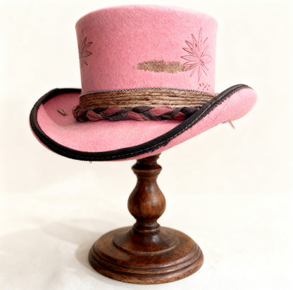 Pippa – Pink Wool Felt Low Top Hat