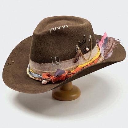 Alive – Brown Felt Cowboy Hat | Western Bohemian Wool Hat for Women & Men