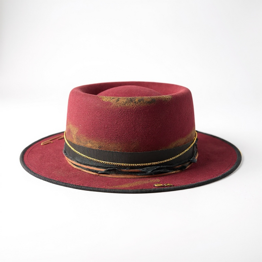 Chloe – Round Crown Wool Felt Hat – handmade wool felt hat by artisan Ruby Cantero, detail view 5 | Pokijomba Hats