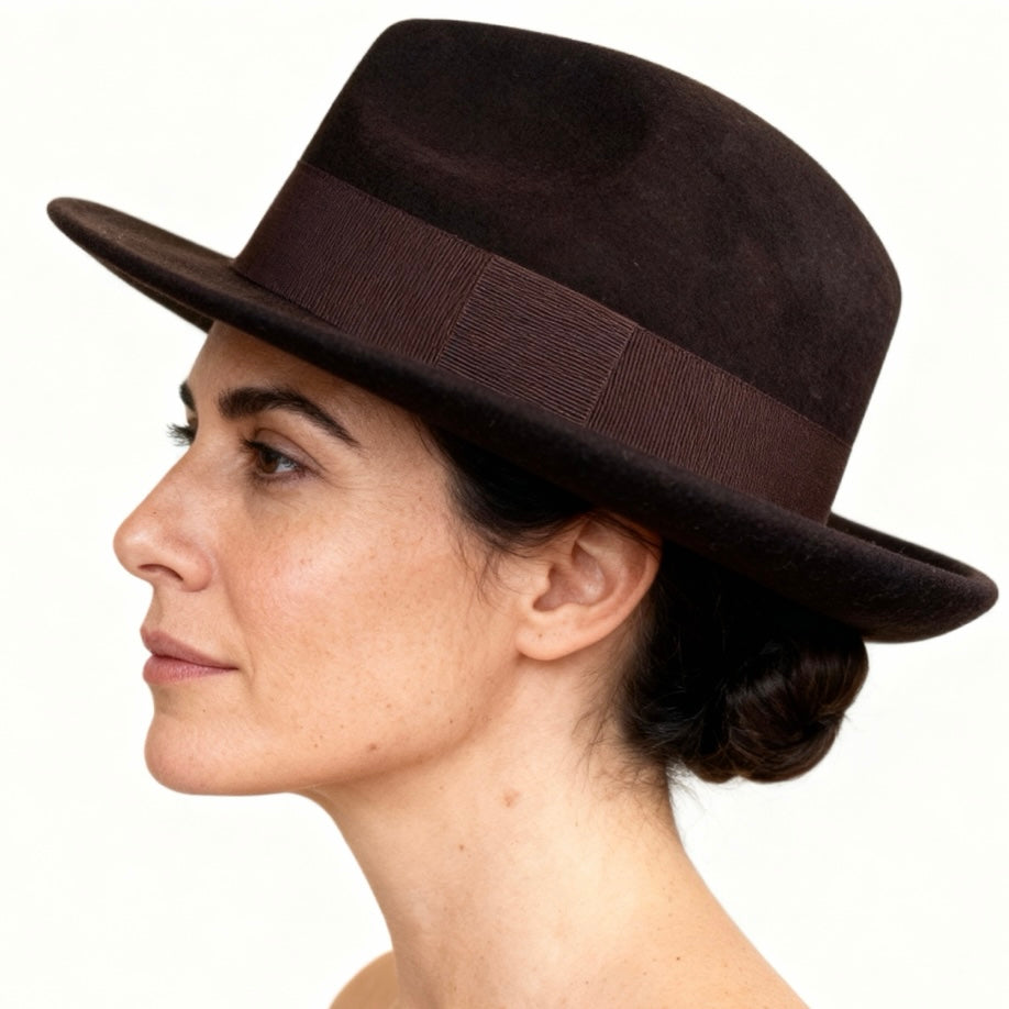 Classic Teardrop Fedora Hat – Foldable, Waterproof & Flexible Indiana Jones Wool Felt Hat in Brown