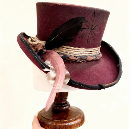 Red Opal – Burgundy Wool Felt Low Top Hat