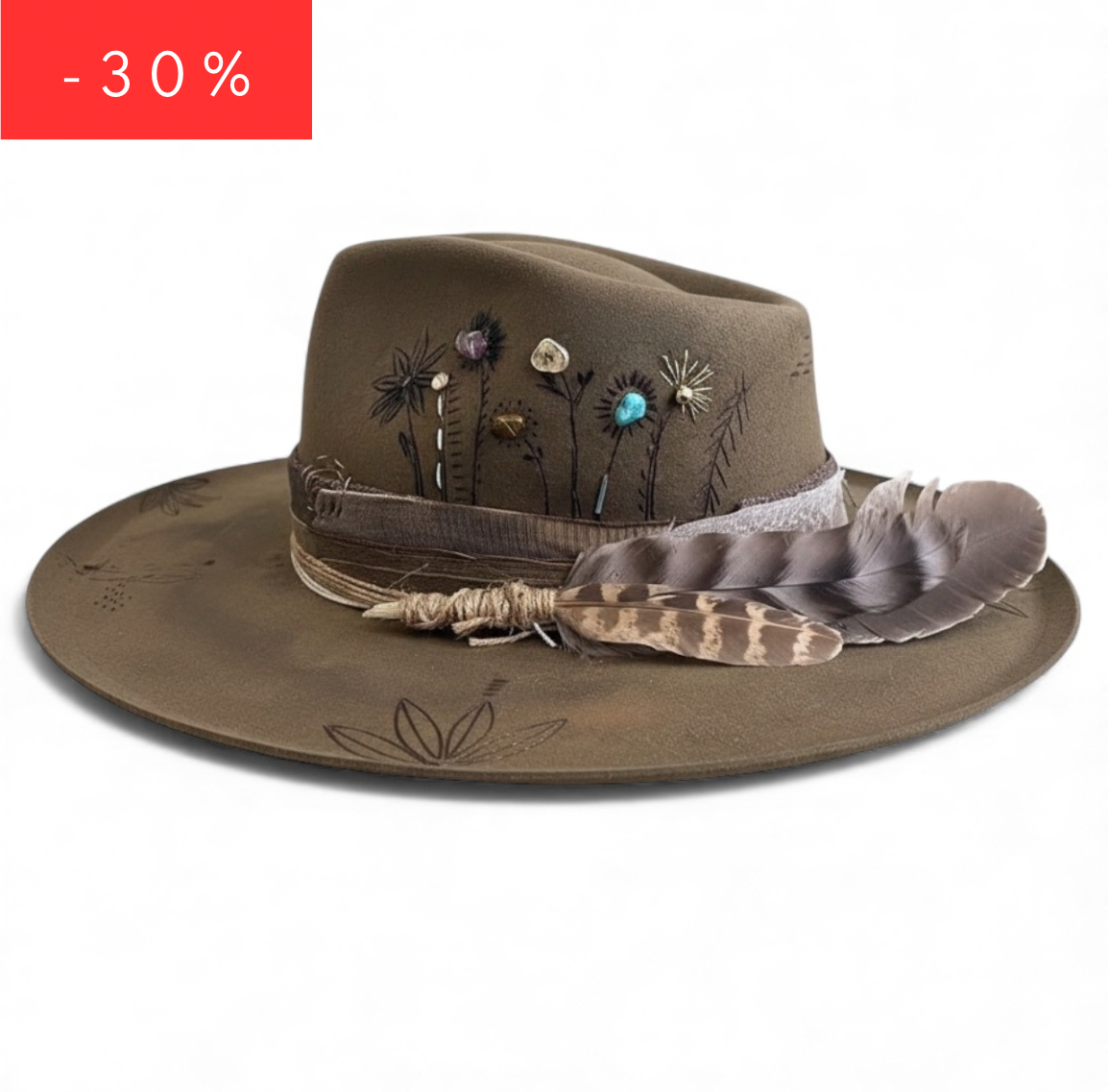 In Stock – Rare Vintage Style Rabbit Felt Hat – “Flowers of Ophelia”