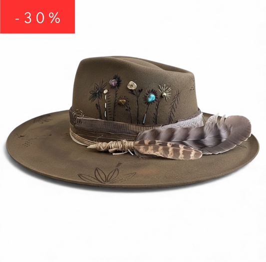 In Stock – Rare Vintage Style Rabbit Felt Hat – “Flowers of Ophelia”