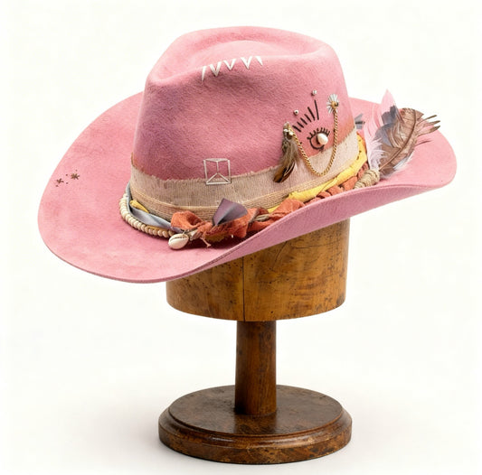Alive – Pink Felt Cowboy Hat | Western Bohemian Wool Hat for Women & Men