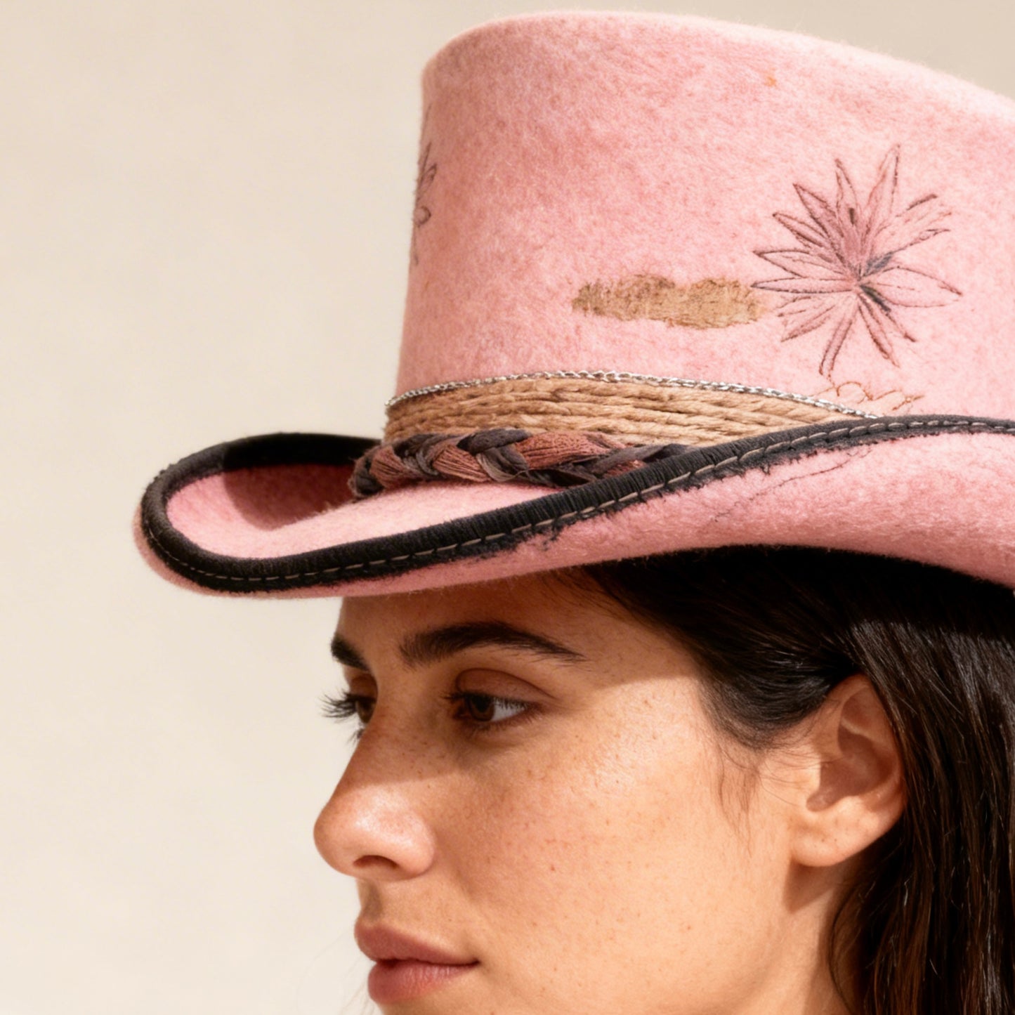 Pippa – Pink Wool Felt Low Top Hat