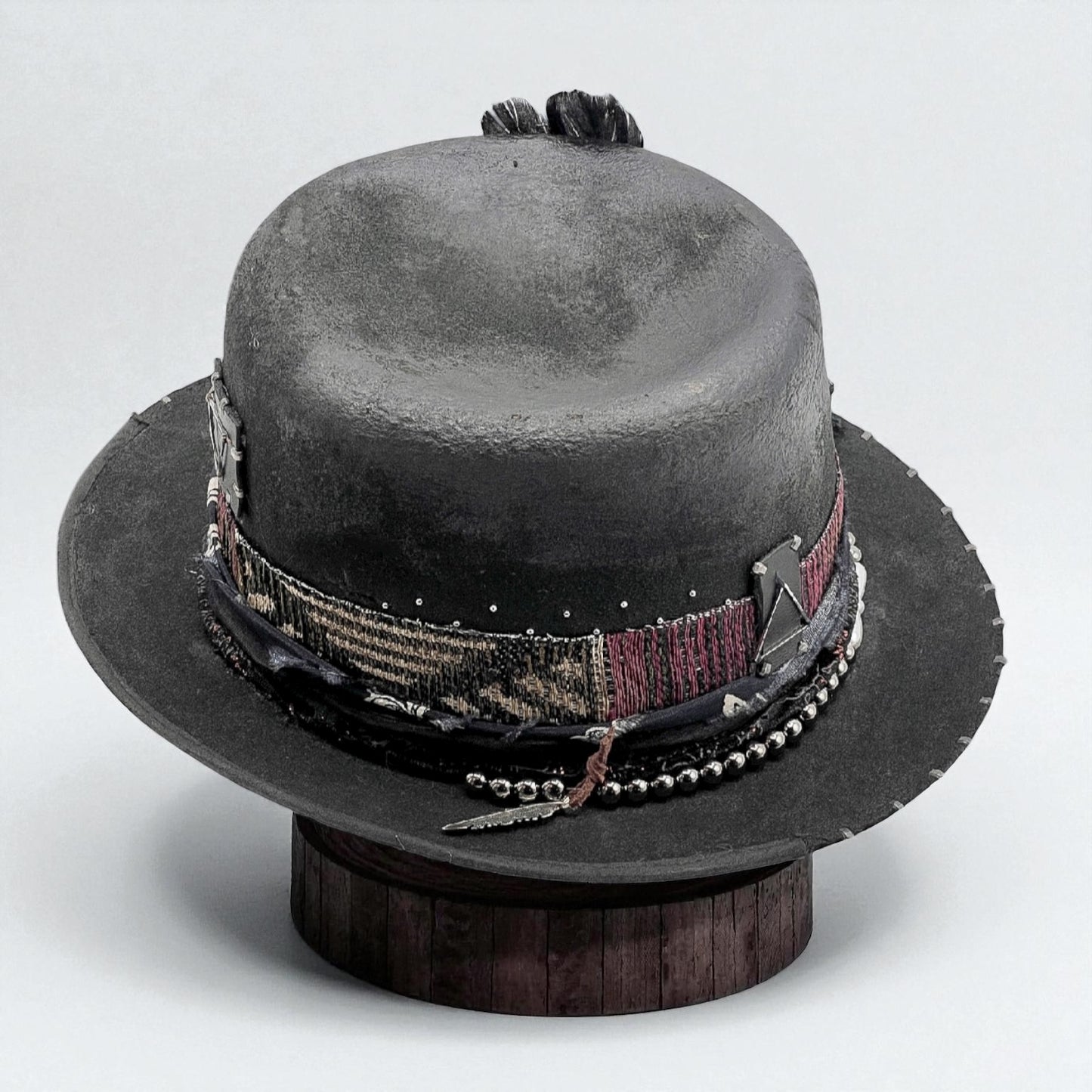 Brave Soul – Black Wool Felt Hat – Leather Effect