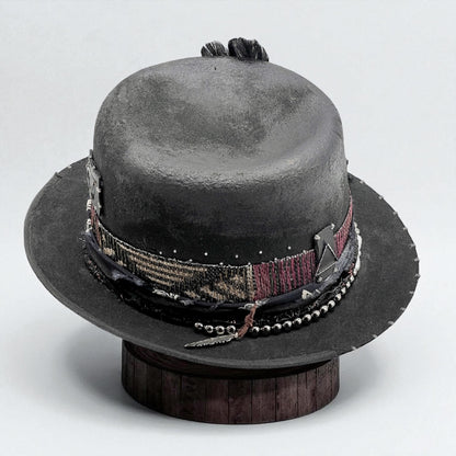 Brave Soul – Black Wool Felt Hat – Leather Effect