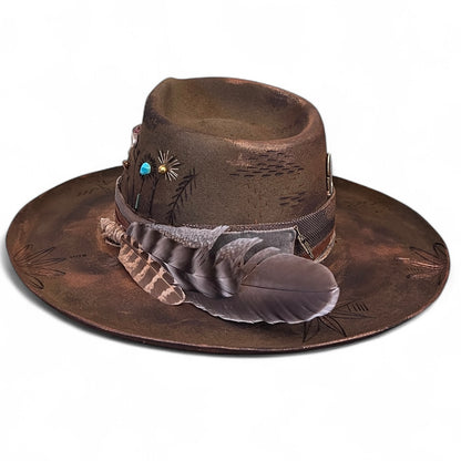 In Stock – Rare Vintage Style Rabbit Felt Hat – “Flowers of Ophelia”