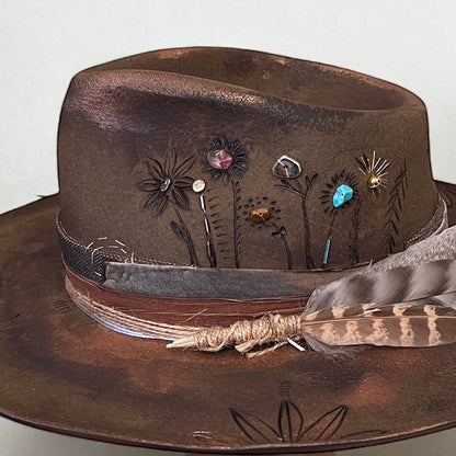 In Stock – Rare Vintage Style Rabbit Felt Hat – “Flowers of Ophelia”