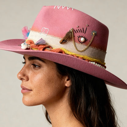 Alive – Pink Felt Cowboy Hat | Western Bohemian Wool Hat for Women & Men