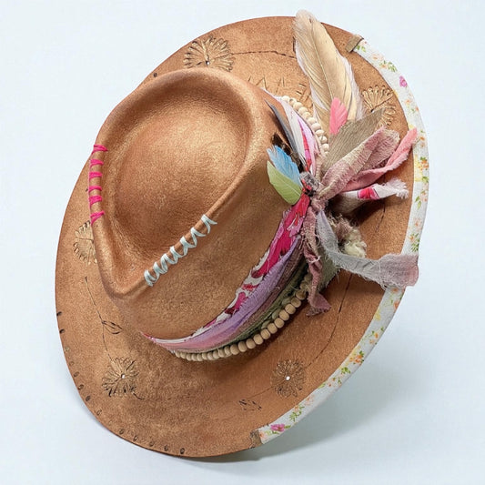 Rose Gold Vintage-Style Fedora Hat – Felt Fedora with Leather Effect – All Is Well.