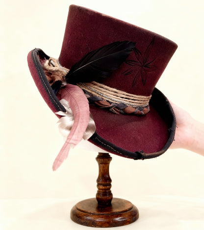 Red Opal – Burgundy Wool Felt Low Top Hat