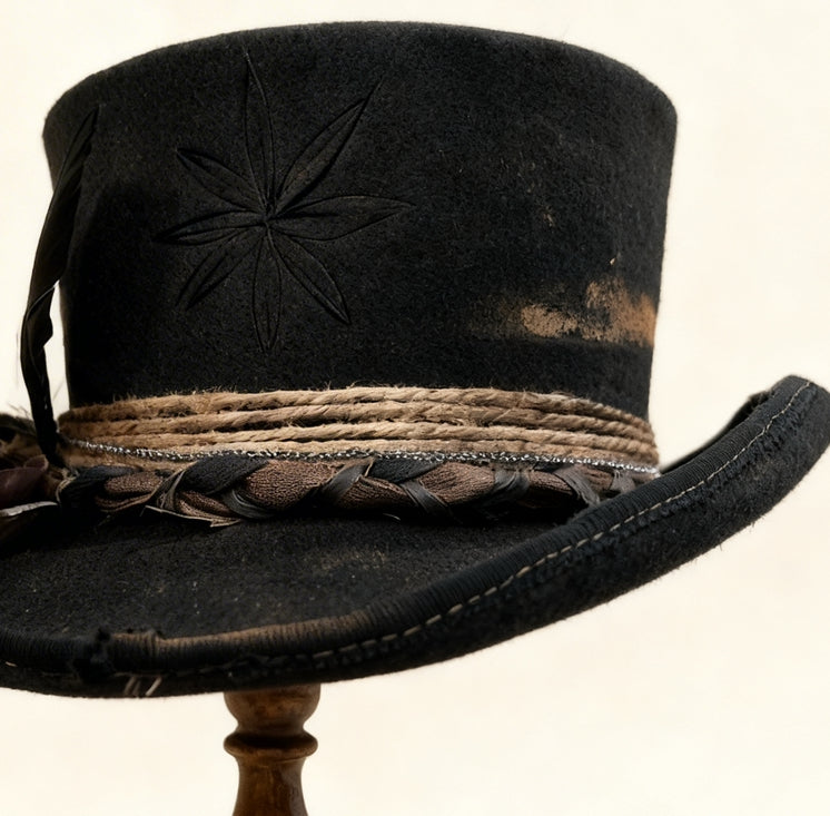 Only One Night– Black Wool Felt Low Top Hat