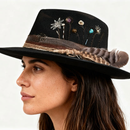 “Flowers of Ophelia” – Boho Wool Felt Hat
