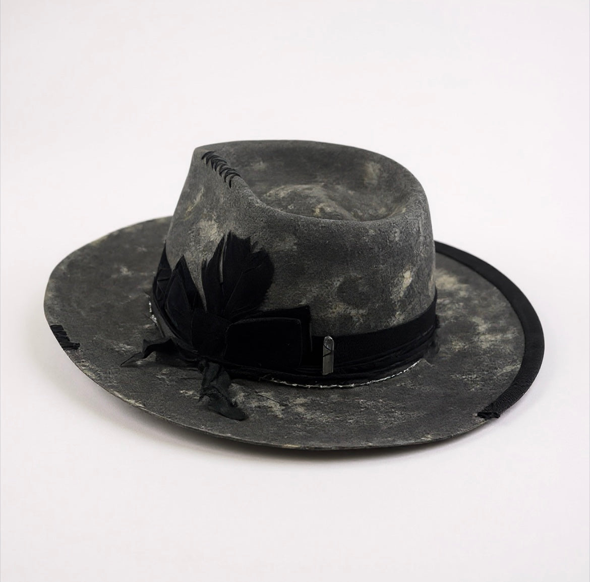 Heat Waves Tie-Dye Felt Hat | Handmade Wool Fedora with Boho Details | Unisex Artisan Hat