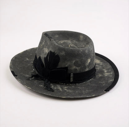 Heat Waves Tie-Dye Felt Hat | Handmade Wool Fedora with Boho Details | Unisex Artisan Hat