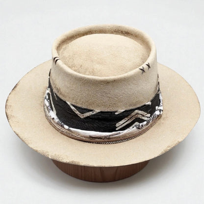 Sun –  Beige Felt Hat– Vintage Style Round Crown Fedora | Artisan Felt Hat