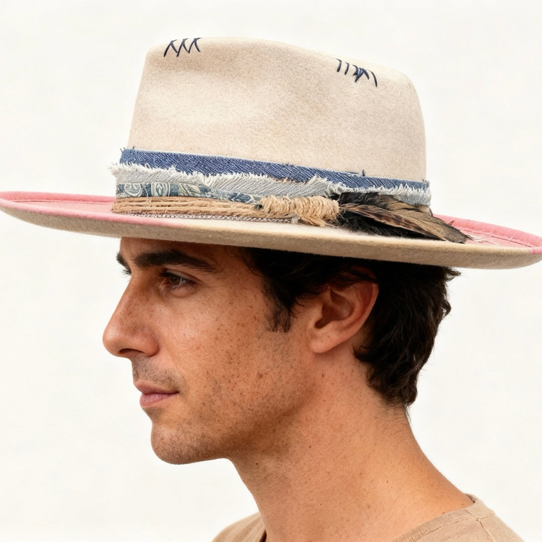 Hawái Felt Hat | Handmade Wool Fedora with Boho Details | Unisex Artisan Hat