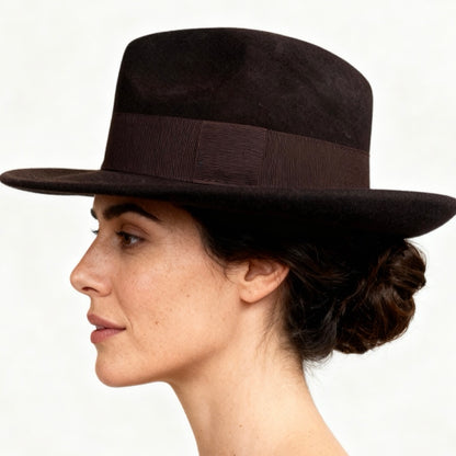 Classic Teardrop Fedora Hat – Foldable, Waterproof & Flexible Indiana Jones Wool Felt Hat in Brown