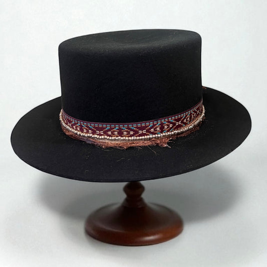 Boho Chic Bolero Hat – Wool Felt – Round Crown – Short Brim