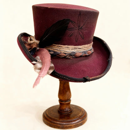 Red Opal – Burgundy Wool Felt Low Top Hat