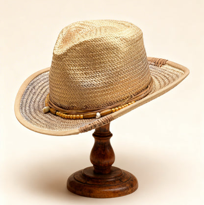 Sol Summer Hat – Gold Indigo Straw Fedora